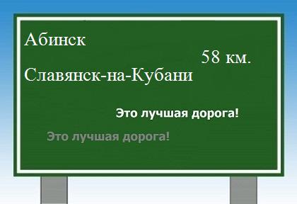 Сколько км от Абинска до Славянска-на-Кубани