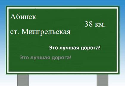 Сколько км от Абинска до станицы Мингрельской