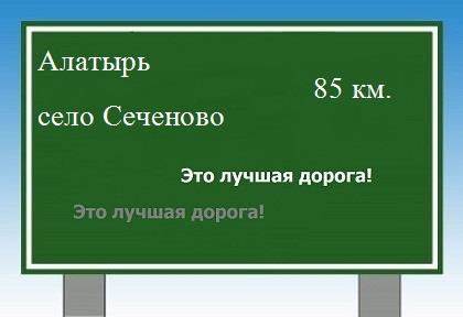 Сколько км от Алатыря до села Сеченово