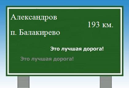 Сколько км от Александрова до поселка Балакирево