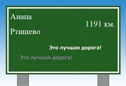 расстояние Анапа    Ртищево как добраться