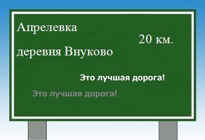 Карта от Апрелевки до деревни Внуково