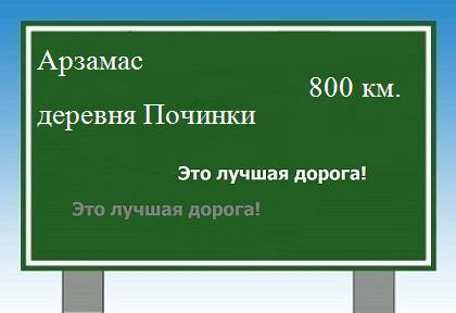 Маршрут от Арзамаса до деревни Починки