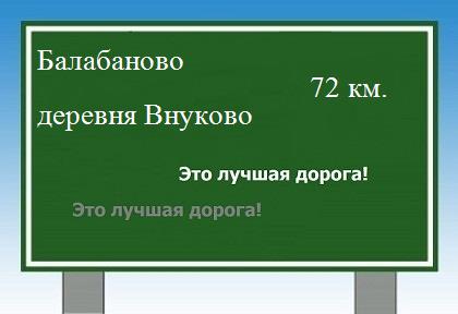 Карта от Балабаново до деревни Внуково