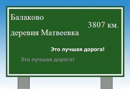 Сколько км от Балаково до деревни Матвеевка