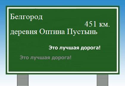 расстояние Белгород    деревня Оптина Пустынь как добраться