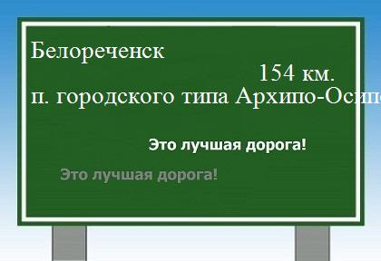 расстояние Белореченск    поселок городского типа Архипо-Осиповка как добраться