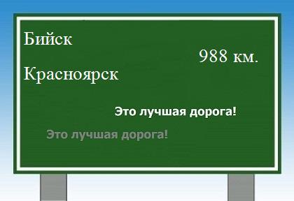 Сколько км от Бийска до Красноярска