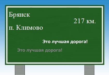 Сколько км от Брянска до поселка Климово