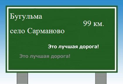 Сколько км от Бугульмы до села Сарманово