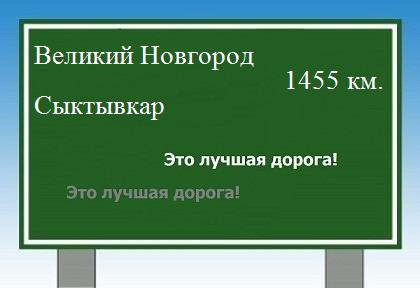 Сколько км от Великого Новгорода до Сыктывкара