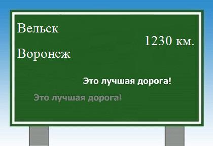 расстояние Вельск  &nbsp; Воронеж как добраться