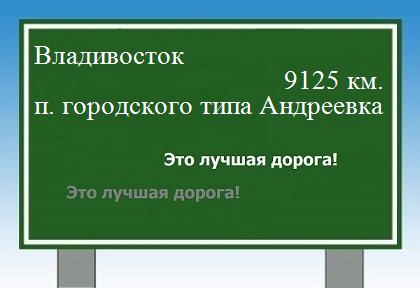 расстояние Владивосток  &nbsp; поселок городского типа Андреевка как добраться