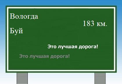 расстояние Вологда    Буй как добраться