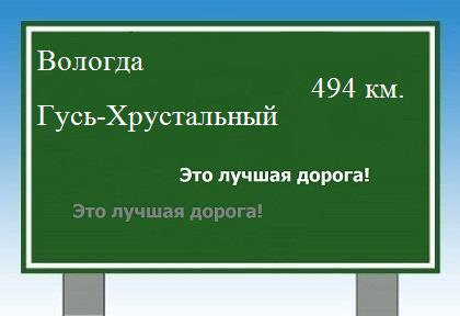 расстояние Вологда    Гусь-Хрустальный как добраться