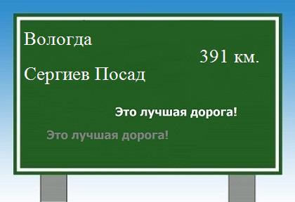 расстояние Вологда    Сергиев Посад как добраться