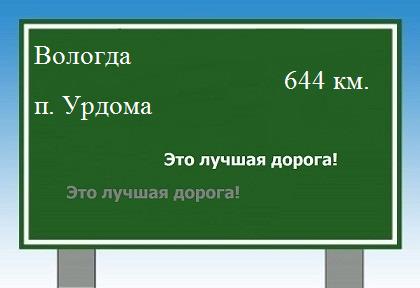 расстояние Вологда    поселок Урдома как добраться