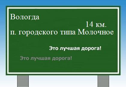 расстояние Вологда  &nbsp; поселок городского типа Молочное как добраться