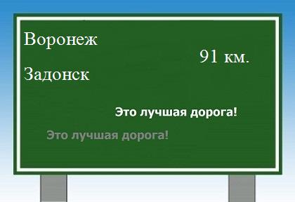 Сколько км от Воронежа до Задонска