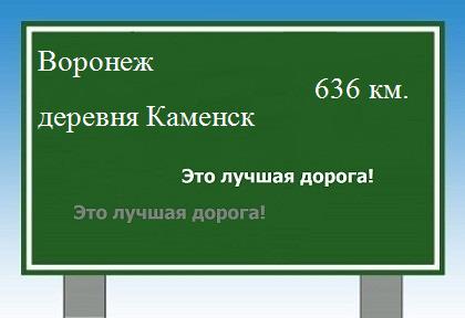 Сколько км от Воронежа до деревни Каменск