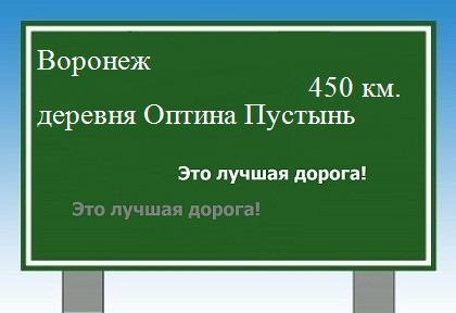 расстояние Воронеж    деревня Оптина Пустынь как добраться