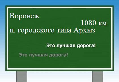 расстояние Воронеж    поселок городского типа Архыз как добраться