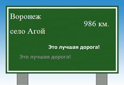 расстояние Воронеж    село Агой как добраться