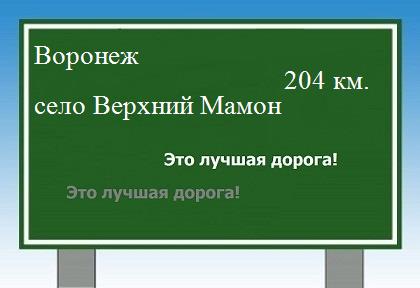 Сколько км от Воронежа до села Верхний Мамон