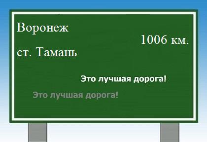 Сколько км от Воронежа до станицы тамань