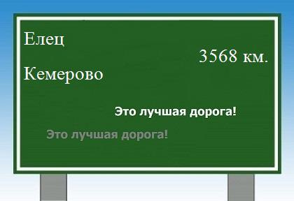 расстояние Елец    Кемерово как добраться