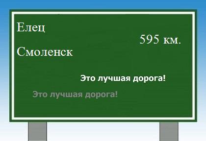 Маршрут от Ельца до Смоленска