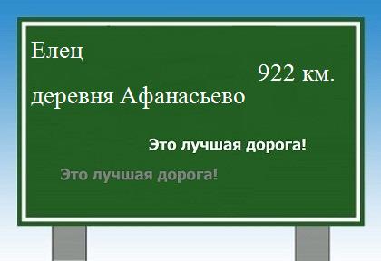 расстояние Елец  &nbsp; деревня Афанасьево как добраться