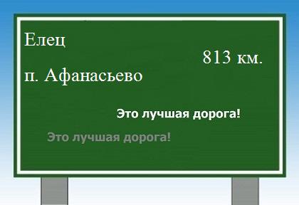 расстояние Елец    поселок Афанасьево как добраться