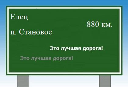 расстояние Елец    поселок Становое как добраться
