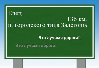 расстояние Елец    поселок городского типа Залегощь как добраться