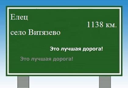 расстояние Елец    село Витязево как добраться