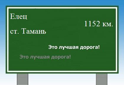 расстояние Елец    станица Тамань как добраться