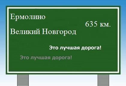 Сколько км от Ермолино до Великого Новгорода