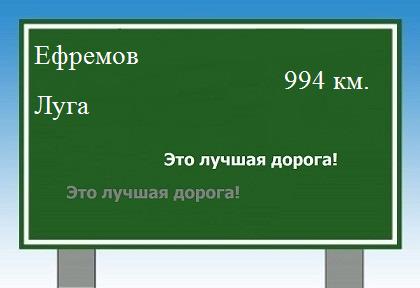 расстояние Ефремов  &nbsp; Луга как добраться