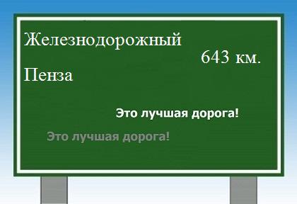 расстояние Железнодорожный - Пенза как добраться