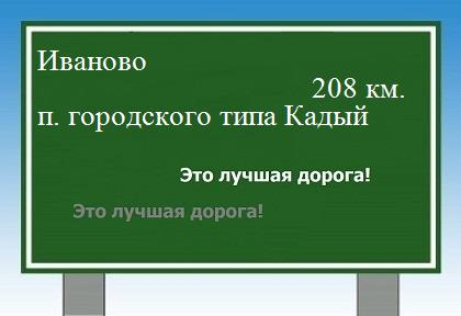 Сколько км от Иваново до поселка городского типа Кадый