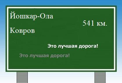 расстояние Йошкар-Ола    Ковров как добраться