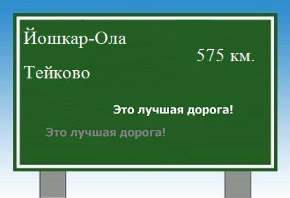 расстояние Йошкар-Ола    Тейково как добраться