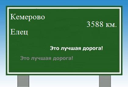 расстояние Кемерово    Елец как добраться