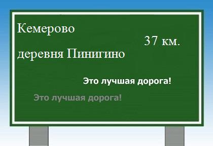 Сколько км от Кемерово до деревни Пинигино