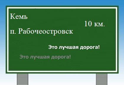 Сколько км от Кеми до поселка Рабочеостровск
