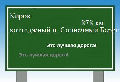 Карта от Кирова до коттеджного поселка Солнечного Берег