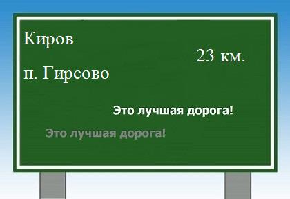 Сколько км от Кирова до поселка Гирсово