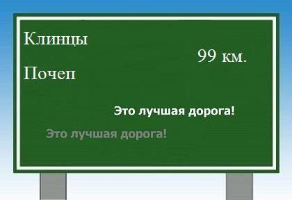 расстояние Клинцы - Почеп как добраться