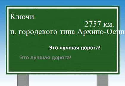 расстояние Ключи - поселок городского типа Архипо-Осиповка как добраться